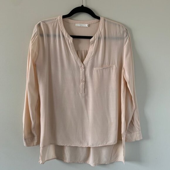 Anthropologie Lush Women’s Button Blouse Top 3/4 Length Sleeve Peach Pink Small - Picture 7 of 16